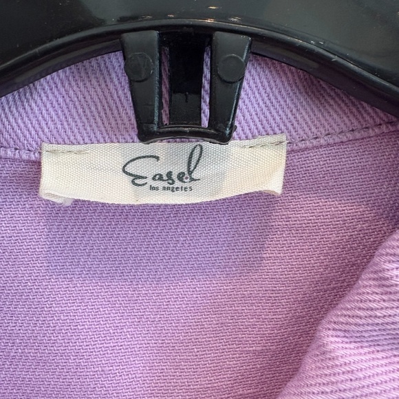 New Easel LA Sachet Denim Jacket Button Up Lavender Oversized Small - Picture 2 of 6